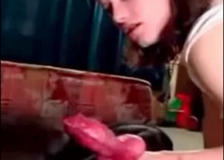 Cock-sucking action from a hot brunette