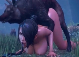 Brunette gets to experience twisted animal sex