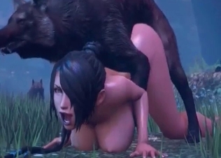 Brunette gets to experience twisted animal sex
