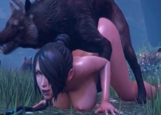 Brunette gets to experience twisted animal sex