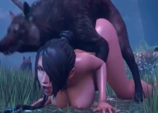 Brunette gets to experience twisted animal sex