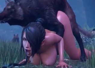 Brunette gets to experience twisted animal sex
