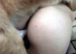 Whorish babe working that dog cock