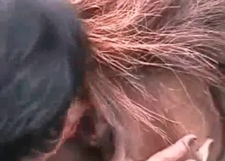Stacked slut massaging horse’s anal hole