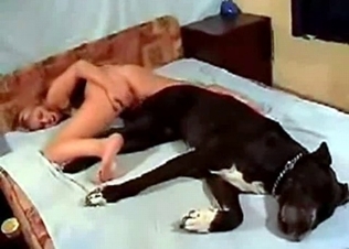 Whore loves black dog jizz