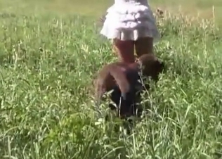 Impressive outdoors bestial sex