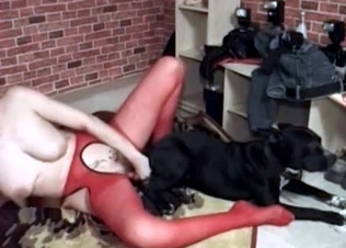 Ass-to-pussy steamy action with a dog