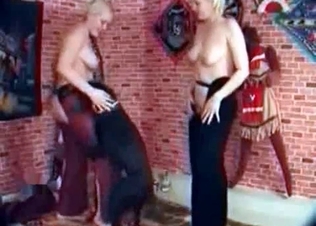 Hound gets naughty with two babes