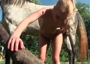 Big horse cock for a thin blonde