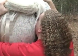 Chubby zoophile fucking a horse
