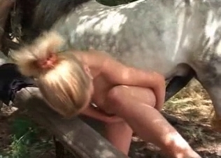 Girl gets so much horse cum