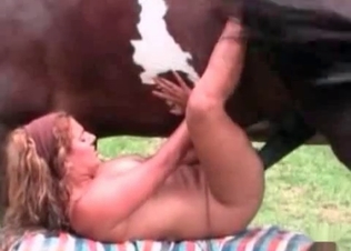 Her hungry mouth gets all the horse jizz
