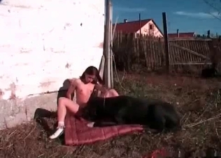 Kinky redhead and her dirty pet