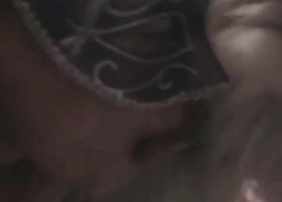 Masked babe loving that dog cunnilingus