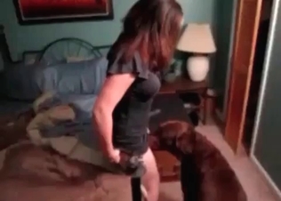 Doberman railing this redheaded slut