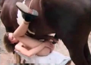 Thin chick fucking a hung horse