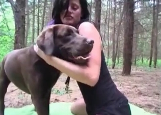 Outdoors fucking for a gorgeous dog
