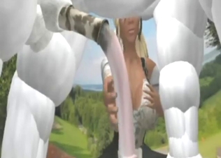 To lure that slut in and to give her hard dick