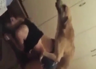 18-year-old college student takes dog's cock